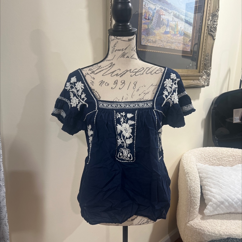 J Crew womans embroidered top size small